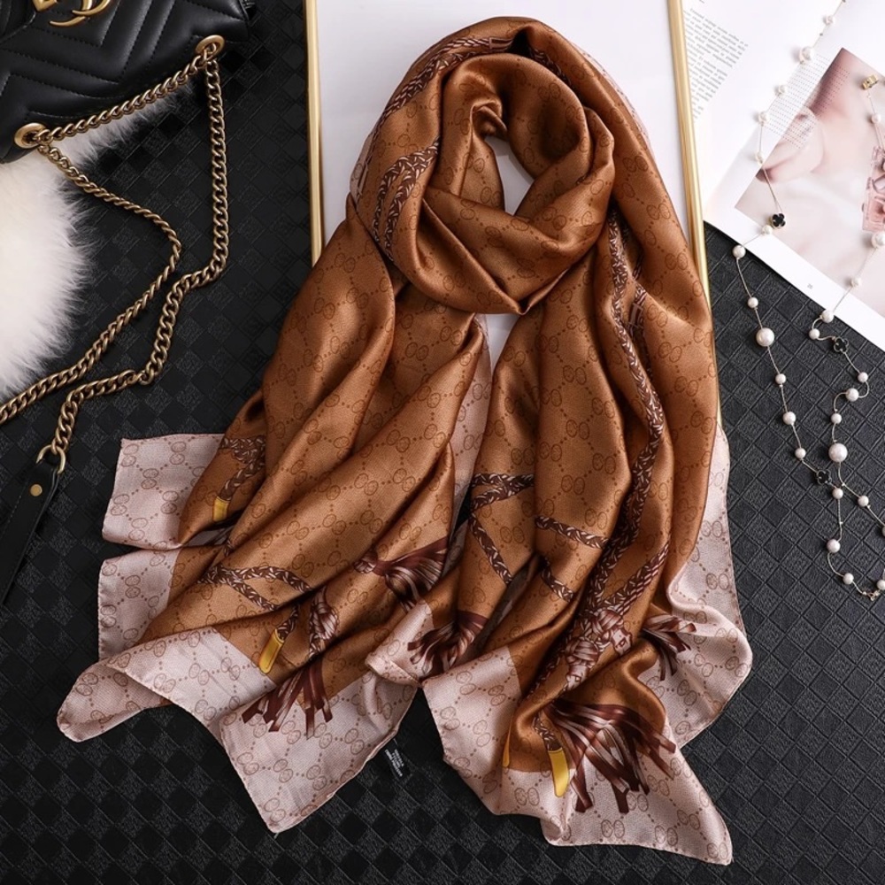 Brand Logo Satin Scarf